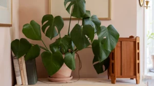 Monstera Deliciosa (Swiss Cheese Plant) with large, split green leaves